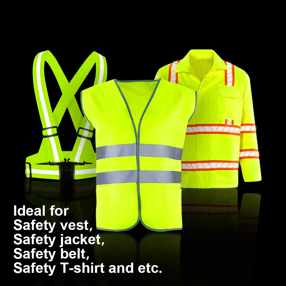 High Visibility Safety Retro-reflective Material Fabric Reflective Tape Sew On For Clothes