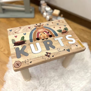 Tabouret Nom Puzzle Montessori Jouets 1er Anniversaire Cadeau Cadeaux Personnalisés Jouets Escabeau Enfants Meubles Cadeaux Toddler Chair - Product Image 3