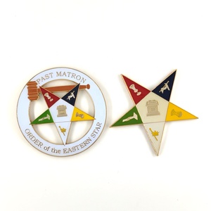 O.E.S Cắt Logo Thứ Tự Của Ngôi Sao Phương Đông 3 Inch Cắt Ra Kim Loại Masonic OES Biểu Tượng Xe Hơi Tự Động - Product Image 2