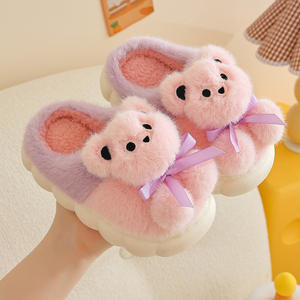 Women's Canvas Cotton Fluffy Cute Puppy-pattern Winter Warm Eco-friendly Slip-resistant Plastic-<b>soled</b> Plush Evergreen Outdoor - Product Image 3