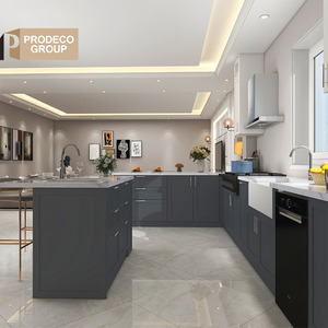 Fábrica de muebles Prodeco, gabinetes de cocina simples y rectos personalizados, juegos de inicio para Apatment - Product Image 1