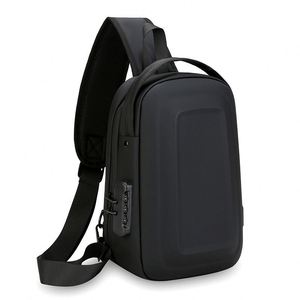 Riñonera de hombro para deportes al aire libre para hombre, Material de PU con patrón de cinturón, cierre de cremallera, mochila escolar de estilo universitario a la moda - Product Image 3