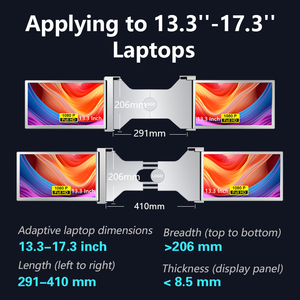 Moniteur d'ordinateur portable Triscreen Triple Portable triple écran étendu <span class=keywords><strong>deux</strong></span> supplémentaires Dual Tri Extension USB C Monitor - Product Image 3