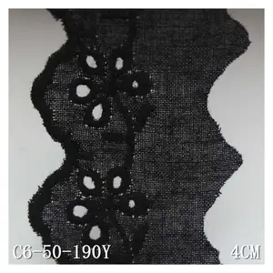 4cm black narrow contton eyelet garment lace trim DIY sewing