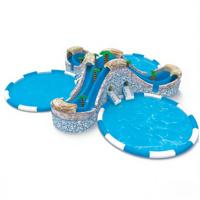 Parc aquatique gonflable tropical en PVC de qualité commerciale DST, 3 piscines, capacité supérieure à 500 kg, plus de 10 passagers, couleurs personnalisées, logo, resorts de luxe