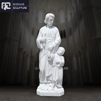 Saint-Joseph en marbre catholique sculpté à la main de taille réelle personnalisé avec l'Enfant Jésus pour l'église