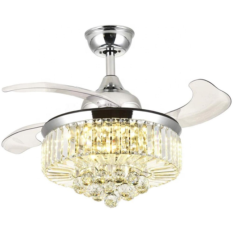 modern crystal ceiling fan light led fan lamp