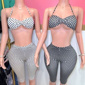 G01765C ファッションプリント レディース ツーピースセット スパゲッティストラップ ノースリーブ バックレス クロップトップ + パンツ 女性用 ストリートウェア - Product Image 1