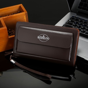 Sac à main long en cuir PU imperméable, style vintage géométrique, avec logo personnalisé, simple, pour homme, avec fermeture éclair, multi-couches, portable, pour affaires - Product Image 3