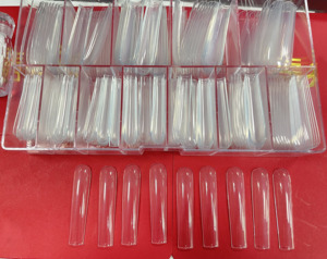 Puntas de uñas postizas cuadradas cónicas, cobertura completa, ABS, transparente, 504 Uds. - Product Image 4