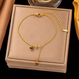 Pulsera de <span class=keywords><strong>Corazón</strong></span> Chapada en Oro de 18K, Pulsera de Acero Inoxidable para Mujer, Moderna y Versátil, Venta al Por Mayor - Product Image 6