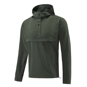 Pullover Hoodie 1/4 Pescoço Treinamento Jacket Jogging Padrão Sólido de Nylon estiramento Seco Rápido Leve para a Estação de Outono - Product Image 5