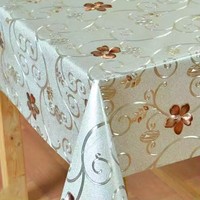 Nappe de table BOEN simple, ignifuge, imperméable, résistante à l'huile, en PVC tricoté, lavable, brodée, personnalisable, florale, pour mariage, nouvel an, dîner