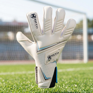 Nouvelle conception de gants de gardien de but, impression en silicone au dos et paume avant, humide et sec, sangle attachée, découpe pour les doigts - Product Image 3
