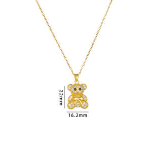 قلادة نحاسية أنيقة مرصعة بالكامل بالزركونيا المكعبة قلادة على شكل دب لطيف - Product Image 5