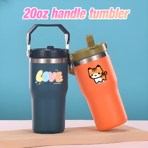 Portable Outdoor 20oz Tumbler with Handle Purple Flip Straw Kids Water Bottle Leak Proof Custom Travel <strong>Mug</strong> for Kids Tumbler <strong>Cute</strong> - Product Image 3