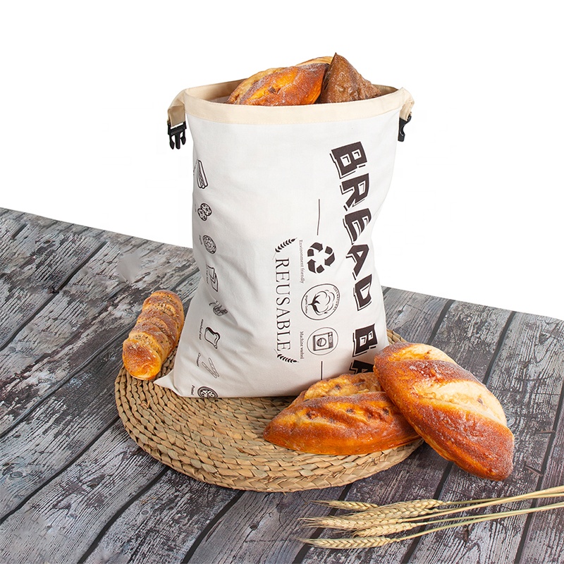 Cotton Bread Storage Bag Reusable Natural Unbleached Eco-Friendly for Homemade or Industrial Food Use Paper Bag Shopping