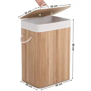 2024 nuovo Design pieghevole di bambù rettangolare cesto di stoccaggio cesto della biancheria pieghevole cesto bucato per la casa