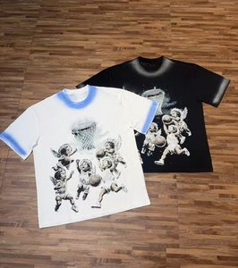 เสื้อยืดแขนสั้นวินเทจลายพิมพ์สัตว์คุณภาพสูงทรงหลวมใส่ได้ทั้งชายหญิง ผ้าฝ้ายถัก 100% น้ำหนัก 300 กรัม - Product Image 1