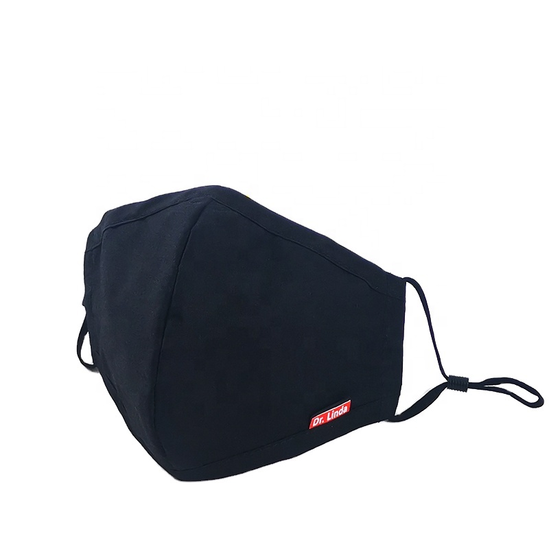 Дизайнерская черная моющаяся пользовательская маска для лица с логотипом, 4 слоя кармана для фильтра, хлопковая маска для лица многоразового использования