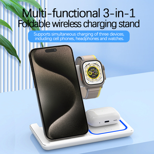 Bán Buôn Biểu Tượng Tùy Chỉnh Xách Tay 3 Trong <span class=keywords><strong>1</strong></span> Đa Chức Năng Không Dây Nhanh Chóng Sạc Đứng 15W Điện Thoại 3 Trong <span class=keywords><strong>1</strong></span> Có Thể Gập Lại Sạc Không Dây - Product Image 2