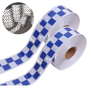 เทปแถบสะท้อนแสง PVC ลายตารางขนาด 5 ซม. สำหรับเย็บติดเสื้อผ้าเพื่อความปลอดภัย ชุดยูนิฟอร์ม และกางเกง - Product Image 1