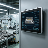 PC Industrial Sin Ventilador HUSHIDA de 15.6 Pulgadas, Panel PC Táctil Todo en Uno Integrado con Protección IP65 a Prueba de Agua, Android/Win 10, 16 GB de RAM