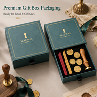 Coffret Cadeau de Sceau de Cire Vintage avec Manche en Bois et Têtes de Sceau Métalliques pour Invitations de Mariage, Papeterie, Boîte Cadeau – Vente en Gros