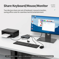 Conmutador KVM HDMI 4K 2 en 1 con Control de 2 PC, 1 KBM, HUB USB 3.0, Detección Automática de Alimentación Tipo-C, Conmutador de Panel/Escritorio
