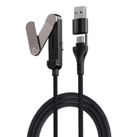 Câble de charge ultra-rapide 65W Type-C vers Type-C 2-en-1 avec support pliable multi-angle et conception triple pliage