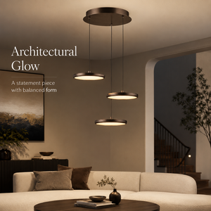 Luminaire suspendu LED moderne à 3 disques, lampe ronde superposée, luminaire de plafond en métal brossé pour salle à manger, villa, hôtel, OEM ODM - Product Image 4