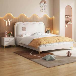 <span class=keywords><strong>Lit</strong></span> pour tout-petits en bois <span class=keywords><strong>de</strong></span> style français, couleur crème, avec nœud et ondulations artistiques, pour garçons et filles, mobilier <span class=keywords><strong>de</strong></span> chambre confortable pour princesse - Product Image 4
