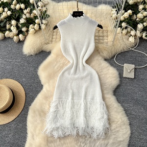 <span class=keywords><strong>Abito</strong></span> <span class=keywords><strong>estivo</strong></span> in maglia Slim da <span class=keywords><strong>donna</strong></span> stile europeo e americano semplice Design senza maniche - Product Image 2