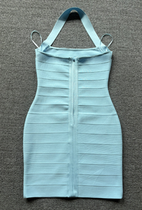 SB3883 Abito Aderente Senza Maniche con Collo Halter per Donna, Vestito Estivo Sexy e Audace con Schiena Scoperta, Mini Abito Tinta Unita per Feste e Serate - Product Image 4
