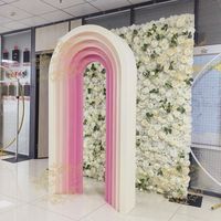 Arche de fleurs artificielles en arc-en-ciel rose personnalisée, accessoires décoratifs de mariage, support de toile de fond en forme de porte blanc en acrylique PVC bon marché