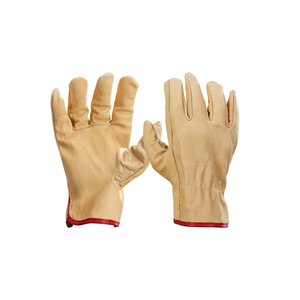 EN420 Certified Leather Driver Safety Gloves Elastic Wristlet Durable Abrasion Resistant Fire <b>Proof</b> Anti-Impact Level 1 <b>10</b> Inch - Product Image 1