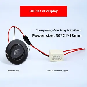 Hiện Đại 1W LED <span class=keywords><strong>Mini</strong></span> Spotlight 4.5Cm Bull Của Mắt Downlight Cho Phòng Khách Nhôm Cơ Thể Lõm Rượu Vang Ánh Sáng Tủ 40/45Mm Cutout - Product Image 4