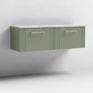 PTB 2024 Fabricante personalizado 600 Colgado en la pared 2 cajones Satén Verde Baño Lavabo Gabinete Muebles de tocador