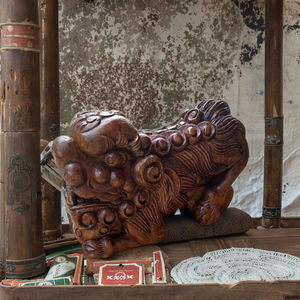 ช่างฝีมือพื้นบ้านแกะสลักพิกเซียะบนไม้เนื้อแข็งและงานฝีมือไม้ไผ่ผลิตภัณฑ์ไม้ของเล่นเก้าอี้เรียนรู้ - Product Image 2