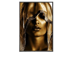 <span class=keywords><strong>Cuadros</strong></span> Decorativos de Lienzo con Diseño de Maquillaje Dorado para Mujer, Impresiones de Arte de Pared de <span class=keywords><strong>Estilo</strong></span> Nórdico, Retratos Escandinavos para Decoración de Sala de Estar - Product Image 1