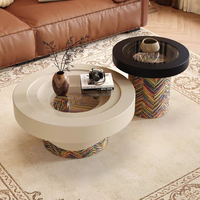 Table basse ronde en bois de style moderne minimaliste, ensemble de meubles élégants et raffinés pour salon, design haut de gamme