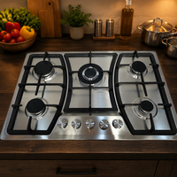 Cuisinière à gaz 5 brûleurs en acier inoxydable pour restaurant, équipement de cuisine commercial, usine