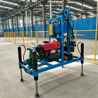 Foreuse hydraulique diesel sur roues, portable, pour puits d'eau, avec pompe à engrenages, profondeur max. 100 m