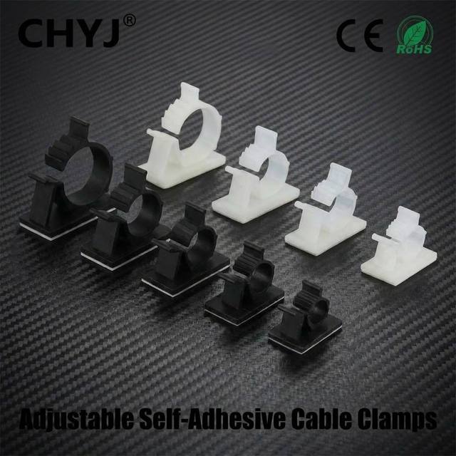 CHYJ  100PCS Adjustable Cable Management Clips Strong Self Adhesive Base Wire Fastening Holder for Industrial Electrical Wiring