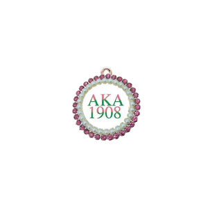 Pendentif charmant inspiré du Chi Eta Phi grec, incrusté de strass, lettres en forme de fleur en métal avec accent doré - Product Image 4