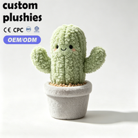 Cactus en peluche vert mignon personnalisé en usine, jouet plante en pot avec visage souriant, cadeau idéal pour la décoration de bureau