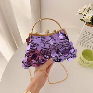 2024 New Guangzhou Ladies Exquisite Gold Fancy Sequin Evening Clutch Bags Lady Designer Purses For Girls