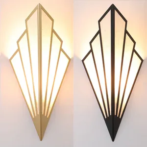 Applique da Parete in Ferro Stile Art Deco, Lampada Minimalista a Muro in Lino E14 <span class=keywords><strong>per</strong></span> Soggiorno e Camera da Letto, Luce Vintage a Forma di Ventaglio - Product Image 2