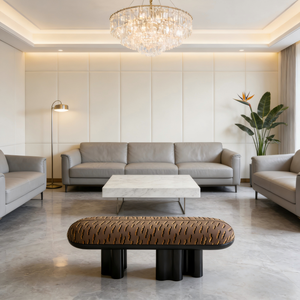 <span class=keywords><strong>Banc</strong></span> en <span class=keywords><strong>bois</strong></span> moderne de luxe léger, design de base irrégulière, rembourrage doux pour entrée de villa, chambre et usage hôtelier - Product Image 3