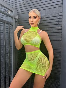 Filet de pêche Costumes creux ouvert sous-vêtements veste de plage Lingeries Sexy vilain Bikini ensemble femmes Costume Lingerie pornographique - Product Image 4